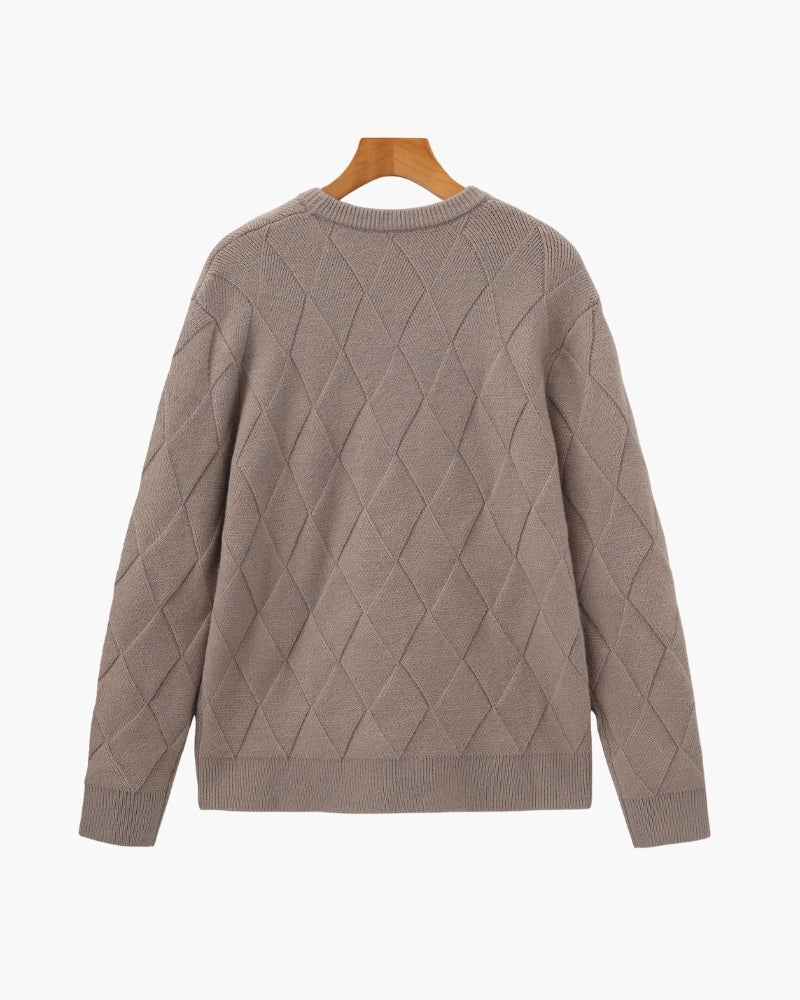 Pull à col rond en maille diamant