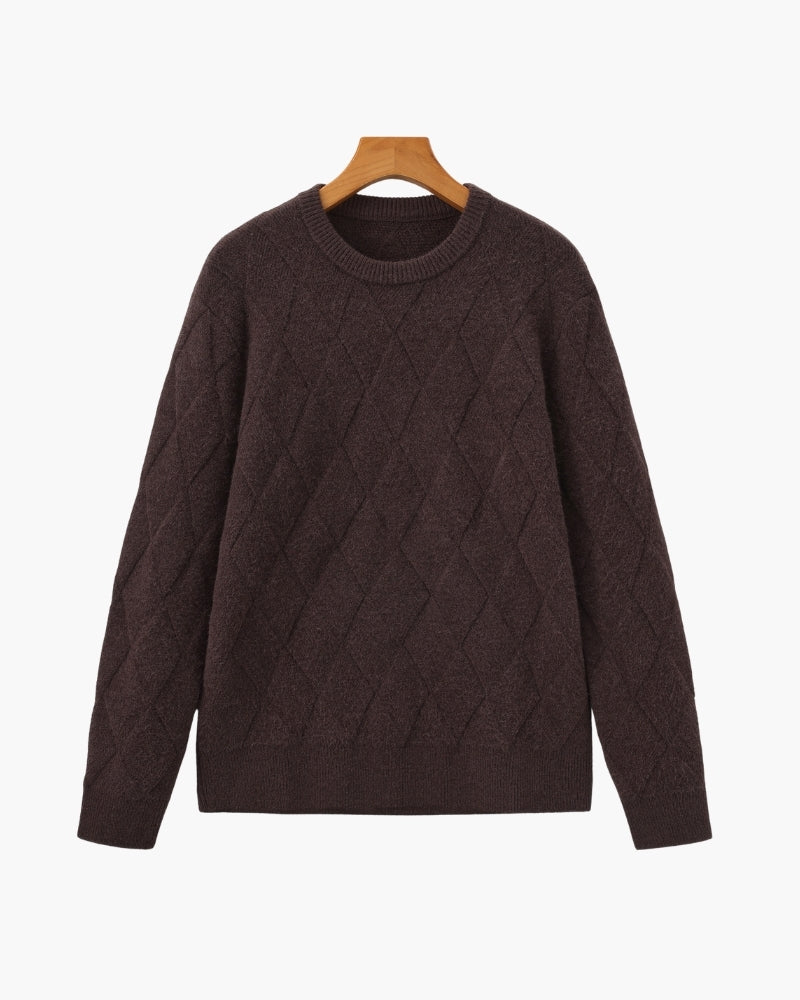 Pull à col rond en maille diamant