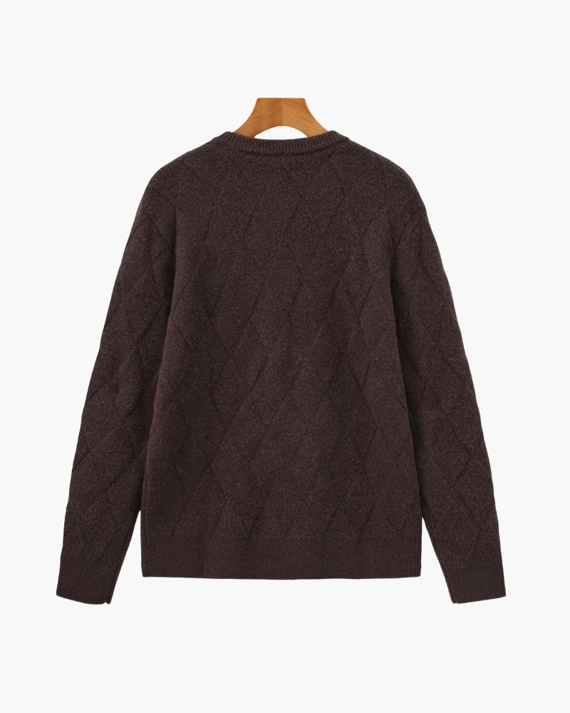 Pull à col rond en maille diamant