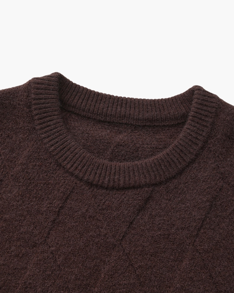 Pull à col rond en maille diamant