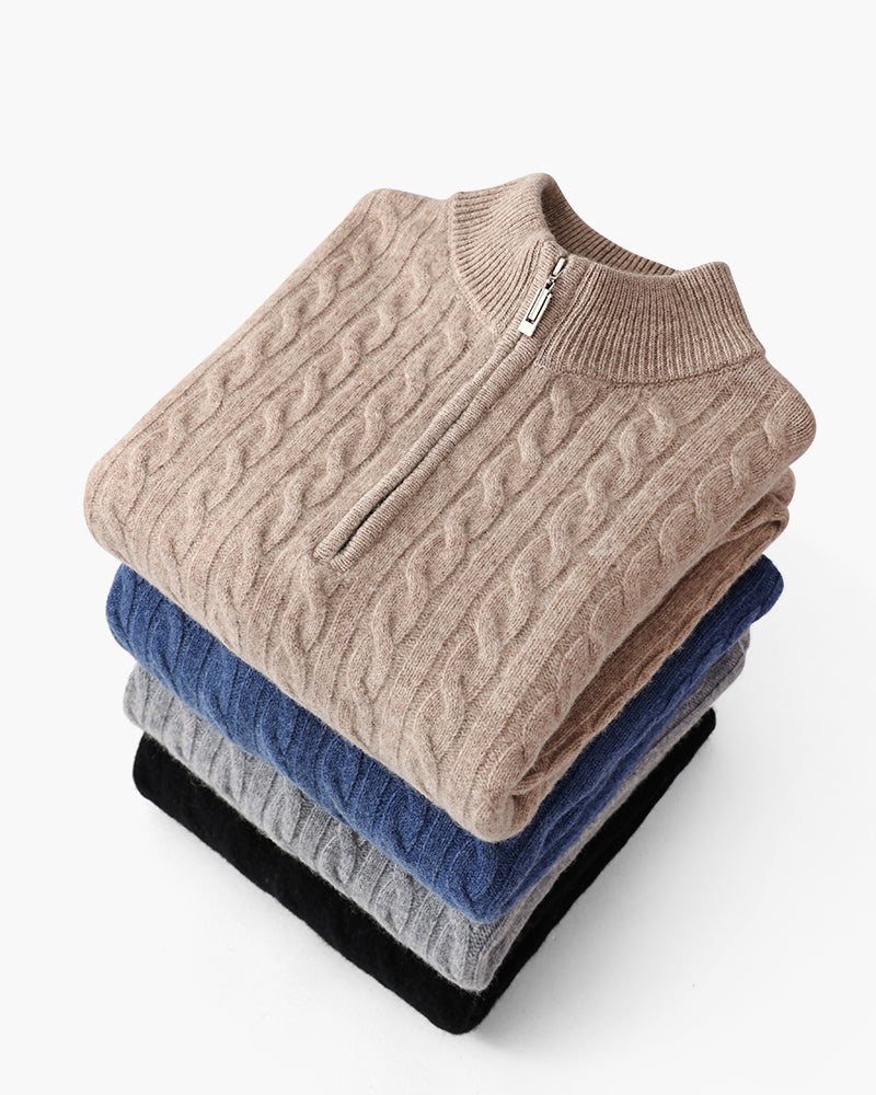 Cardigan 100% cachemire à demi-zip