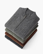 Pull à demi-zip en cachemire 100% côtelé