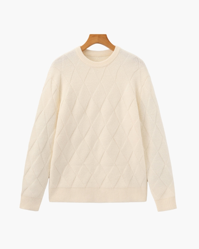 Pull à col rond en maille diamant