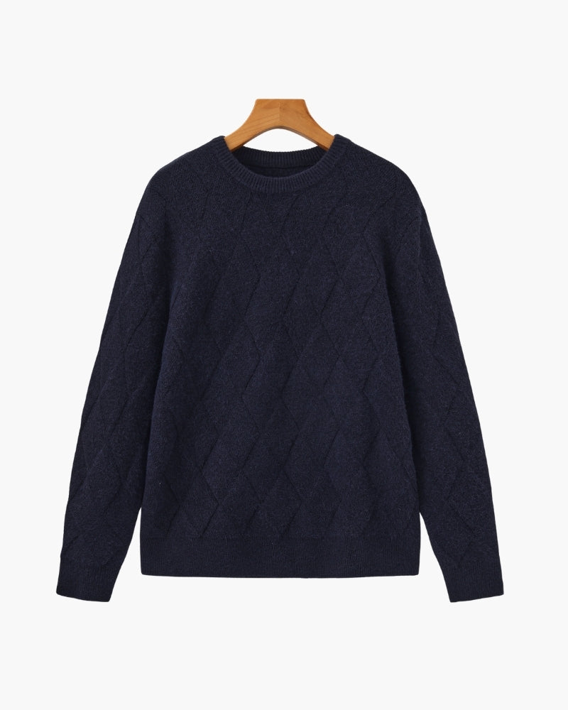 Pull à col rond en maille diamant