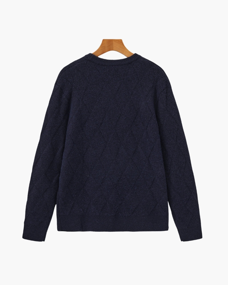 Pull à col rond en maille diamant