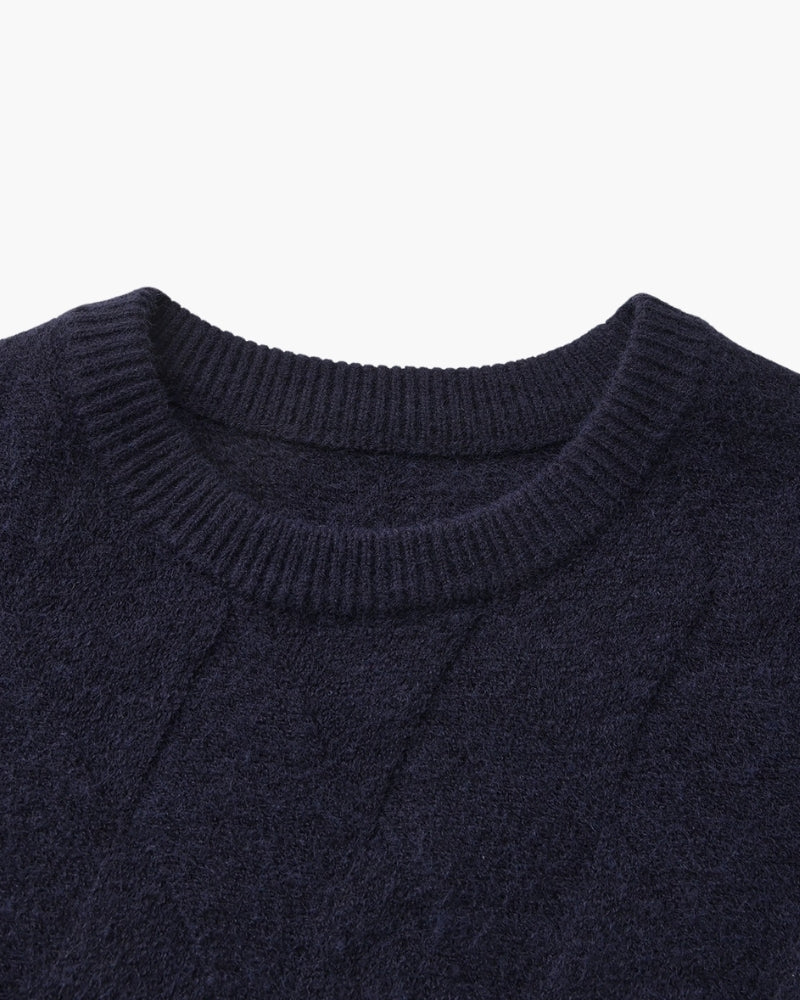 Pull à col rond en maille diamant