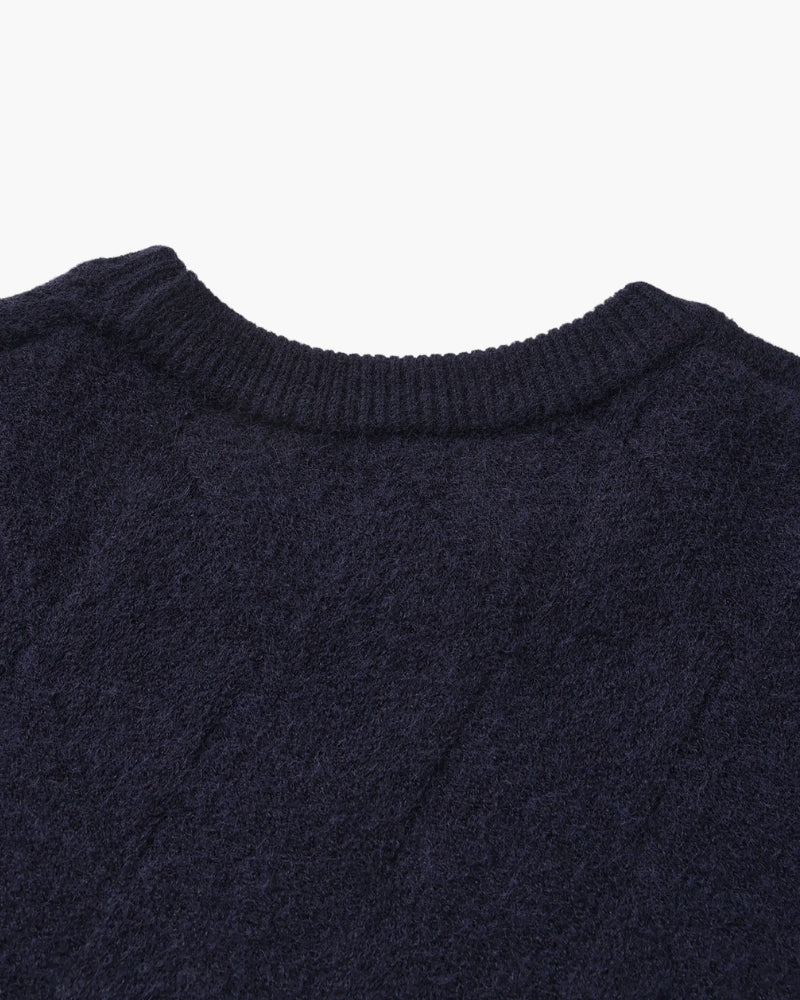 Pull à col rond en maille diamant