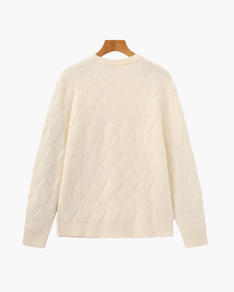 Pull à col rond en maille diamant