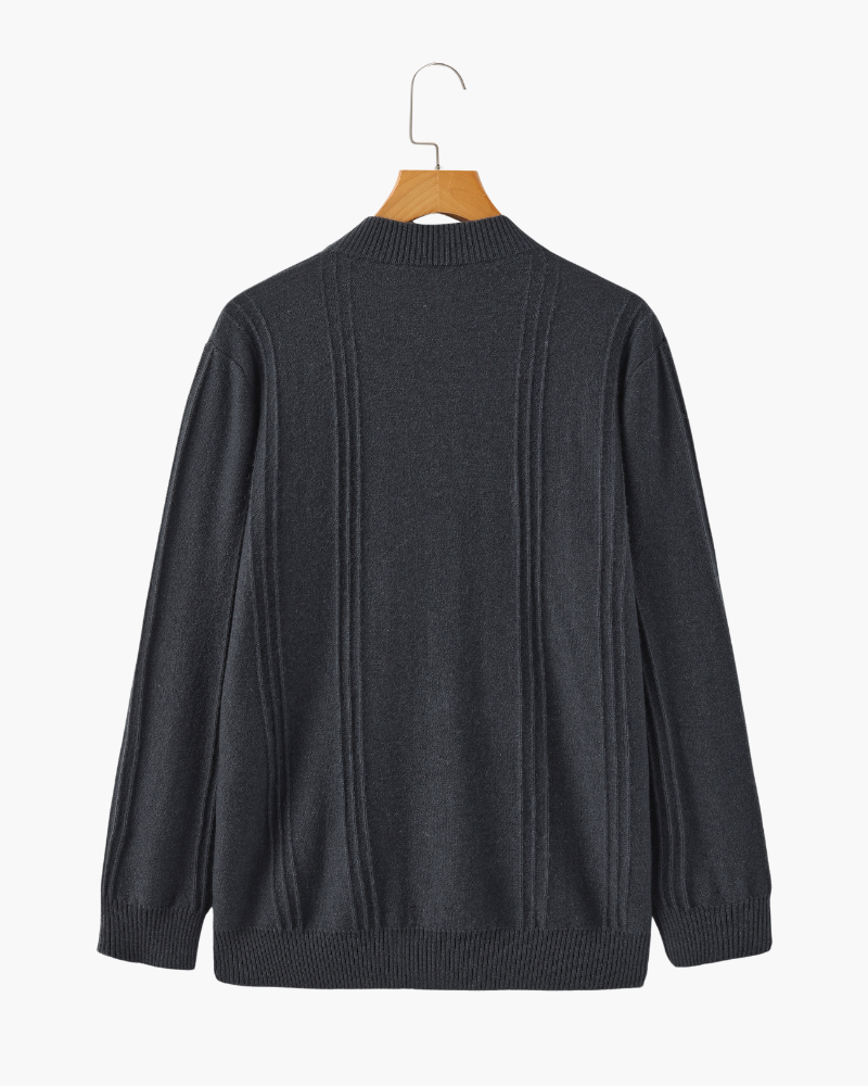 Pull à demi-zip en cachemire 100% côtelé