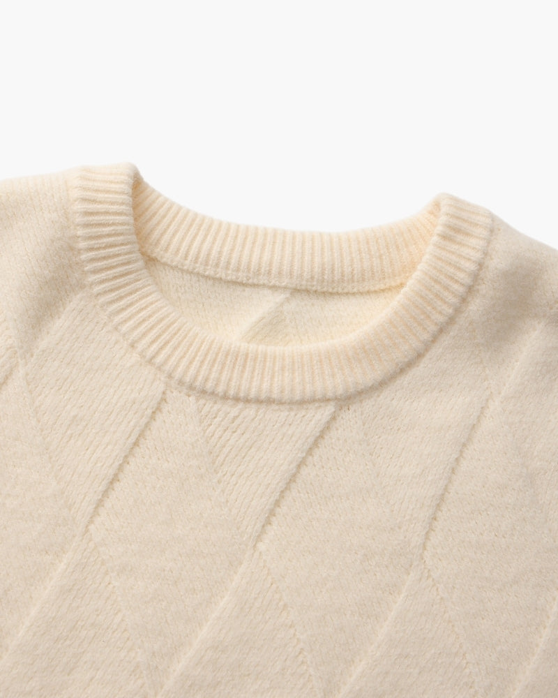 Pull à col rond en maille diamant