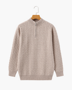 100% Cashmere Woven Half Zip - Old Money