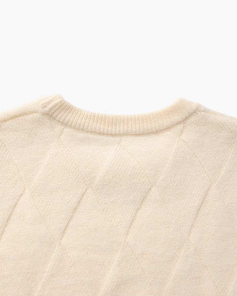 Pull à col rond en maille diamant