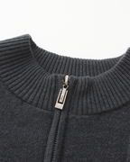 Pull à demi-zip en cachemire 100% côtelé