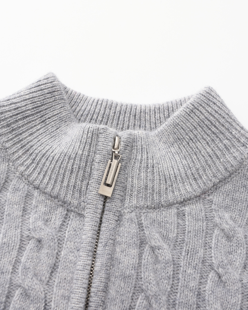 Cardigan 100% cachemire à demi-zip