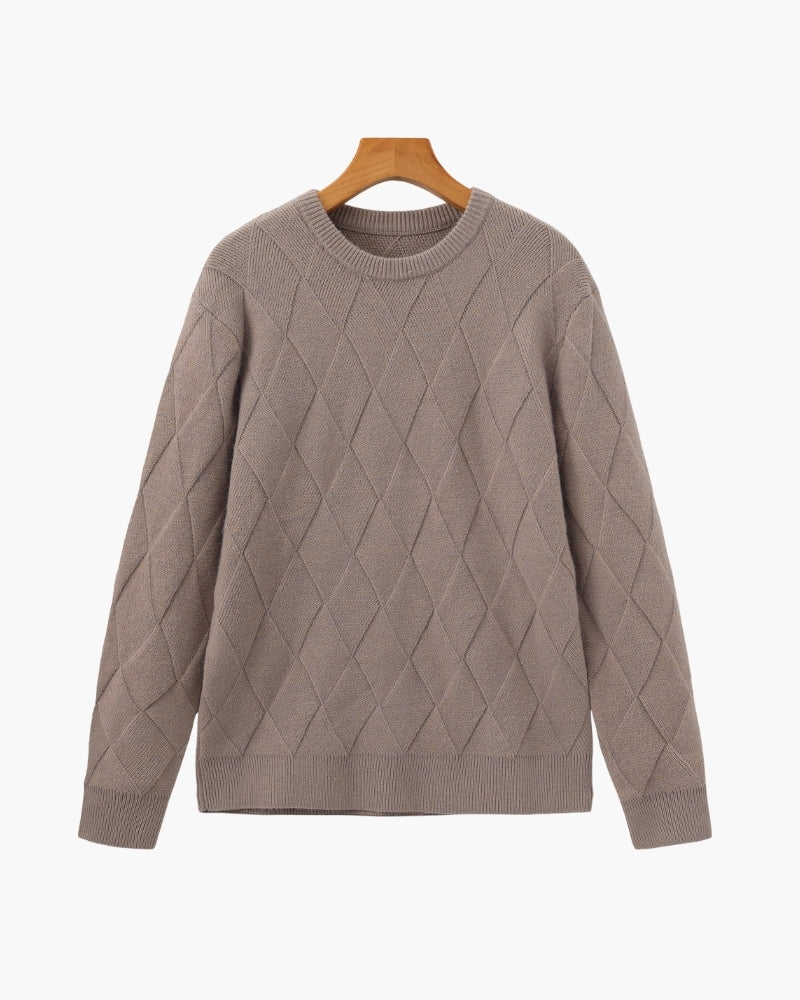 Pull à col rond en maille diamant
