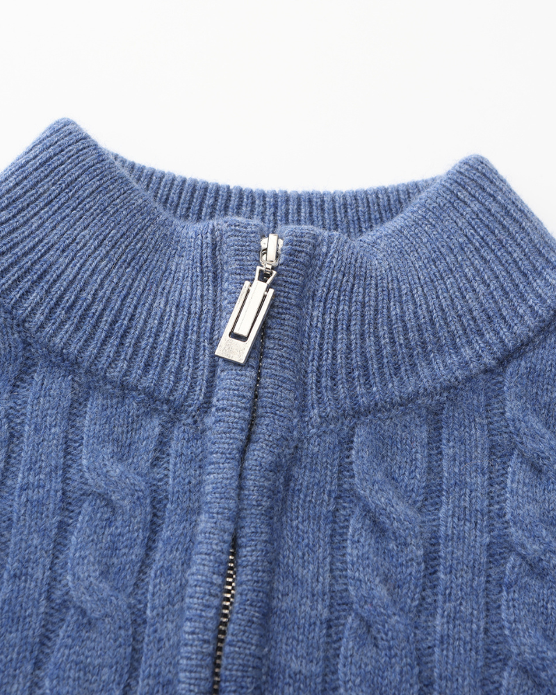 Cardigan 100% cachemire à demi-zip