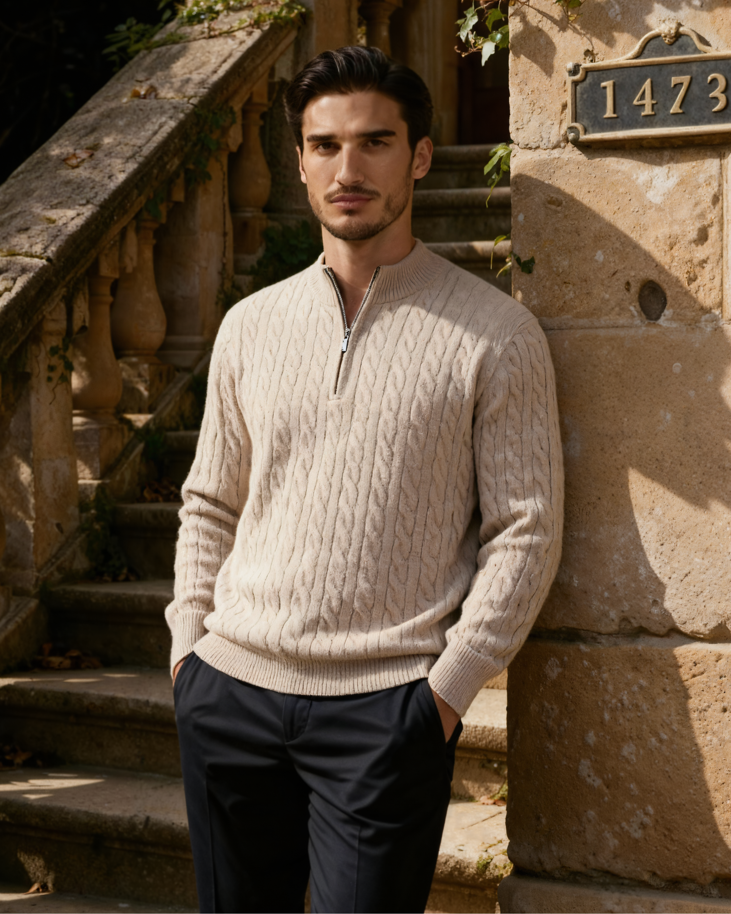 Cardigan 100% cachemire à demi-zip