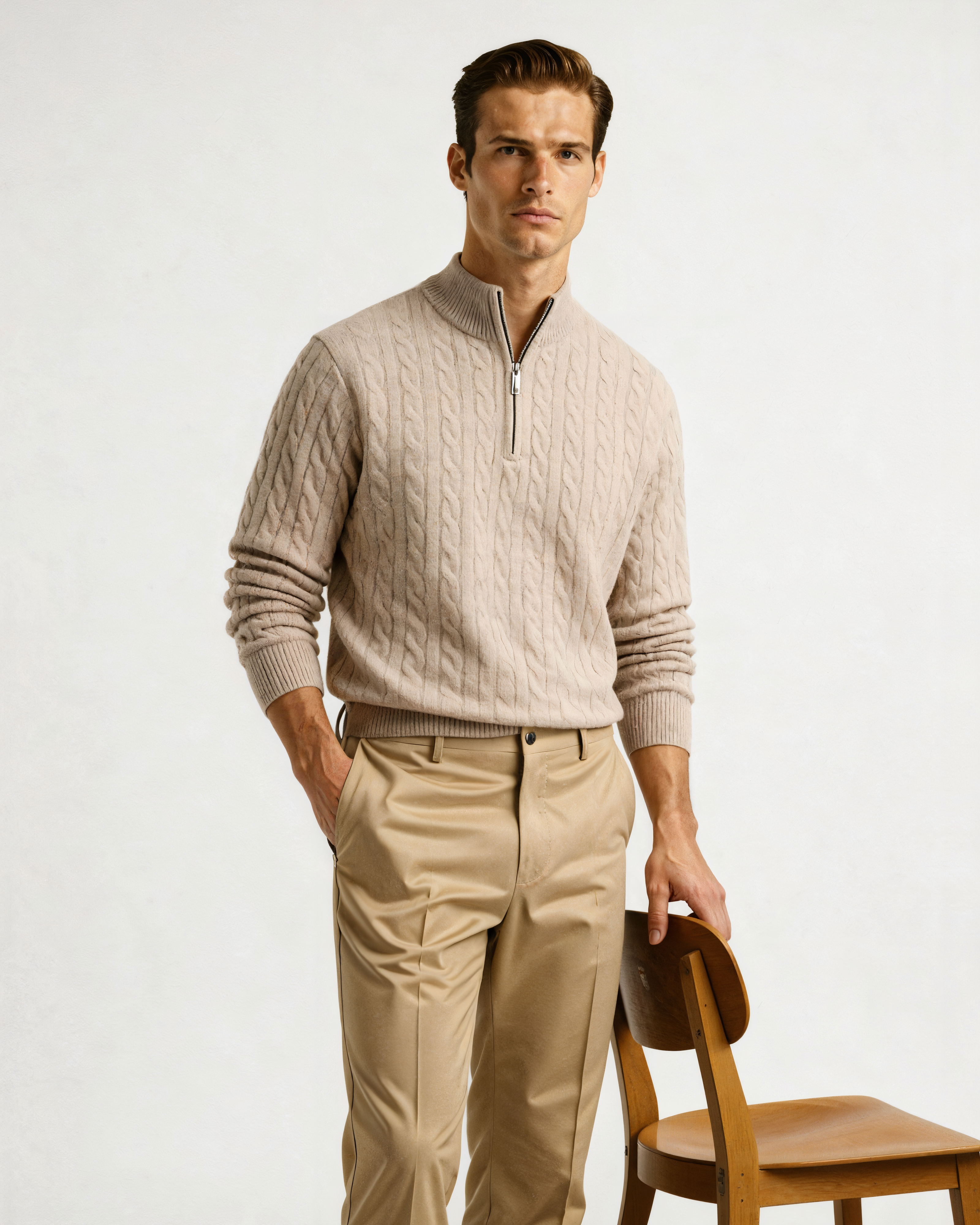 Cardigan 100% cachemire à demi-zip