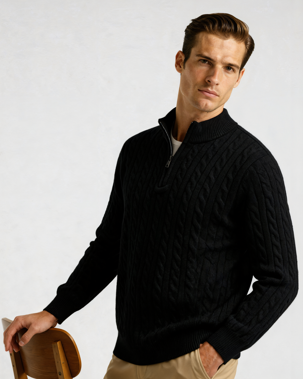 Cardigan 100% cachemire à demi-zip