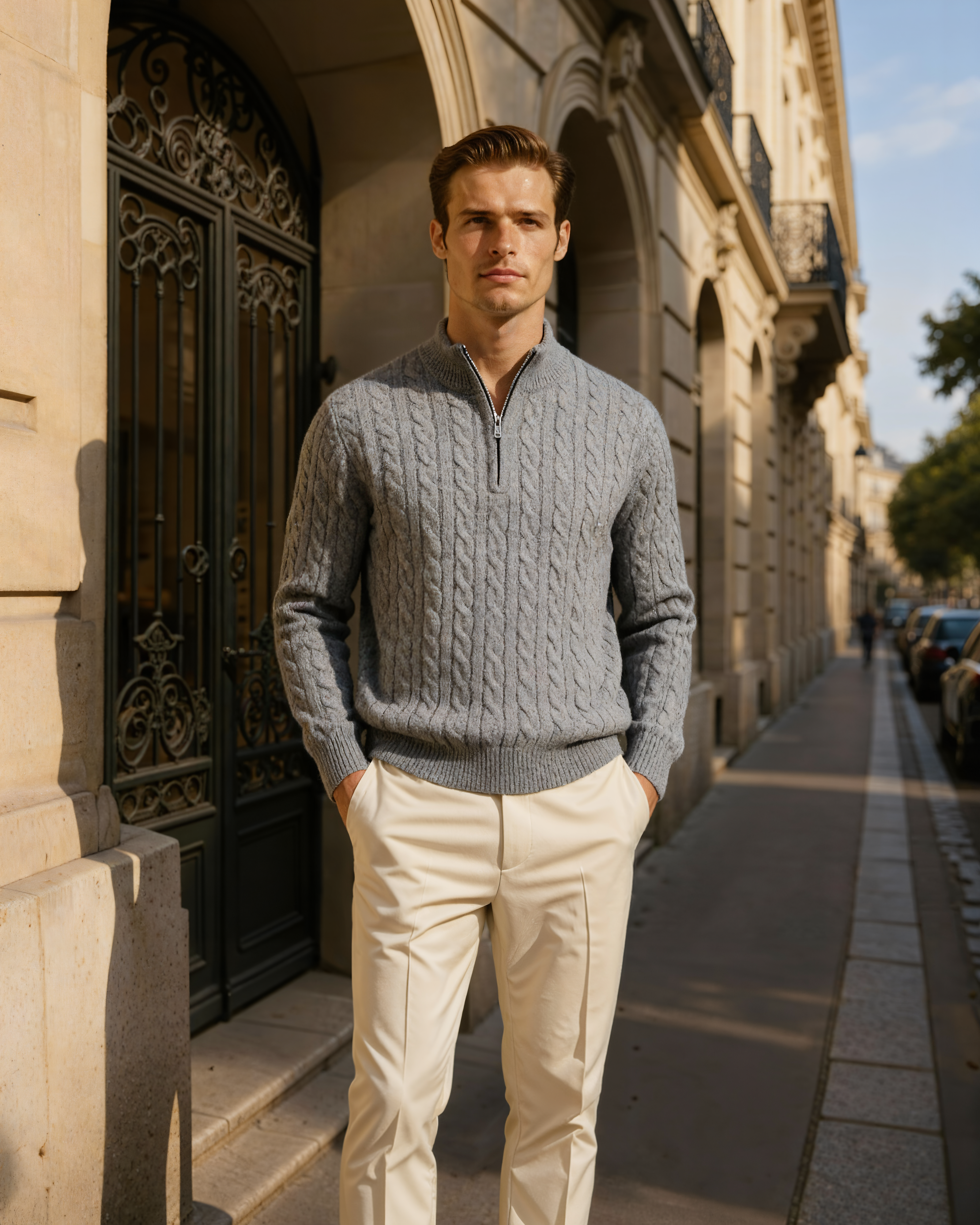 Cardigan 100% cachemire à demi-zip