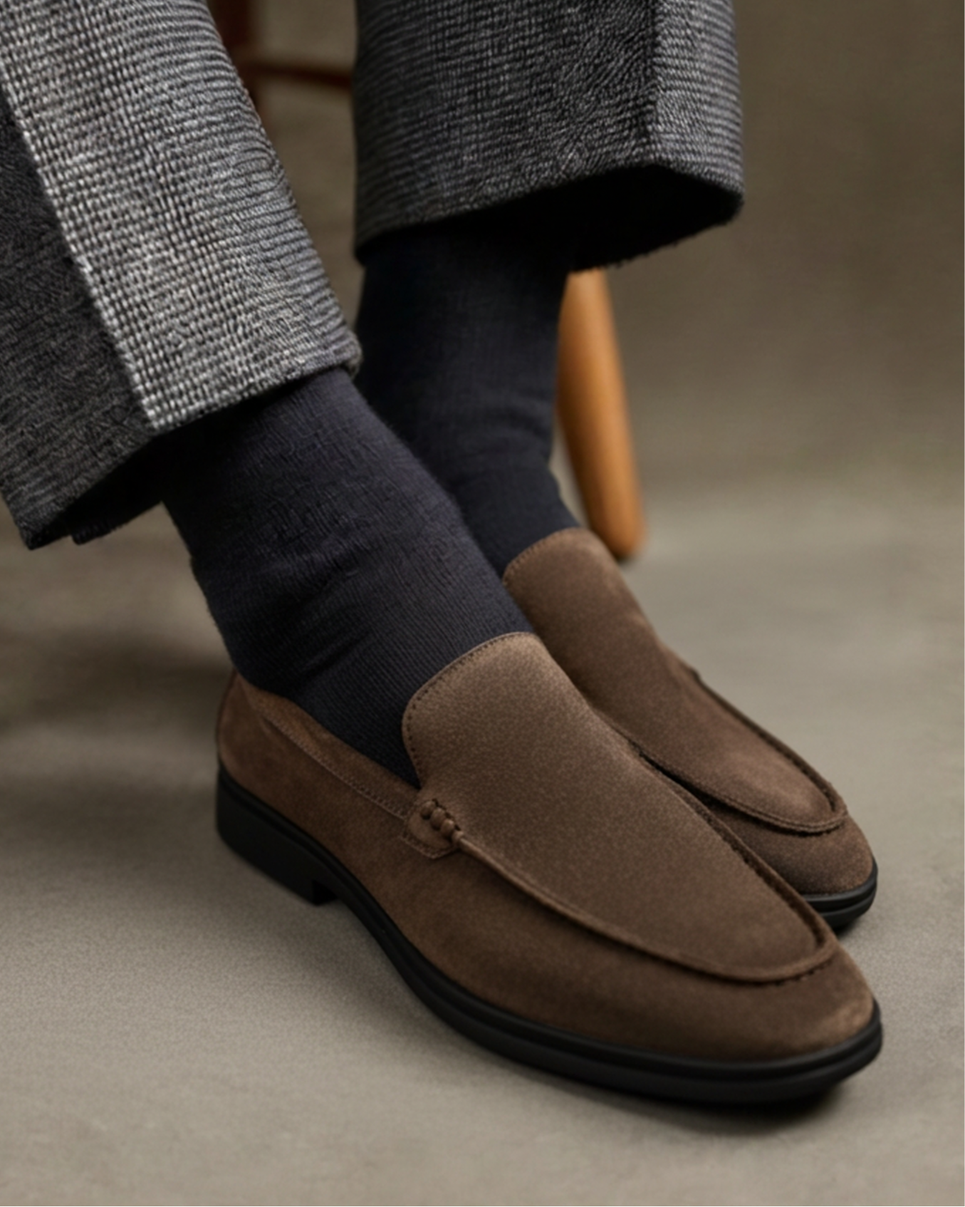 Mocassins en daim haut de gamme - Semelles noires