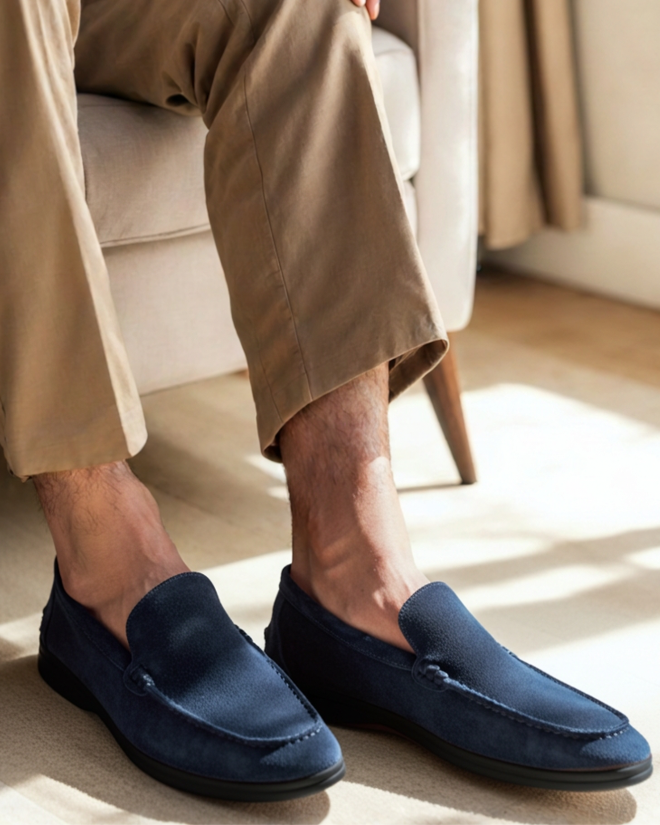 Mocassins en daim haut de gamme - Semelles noires