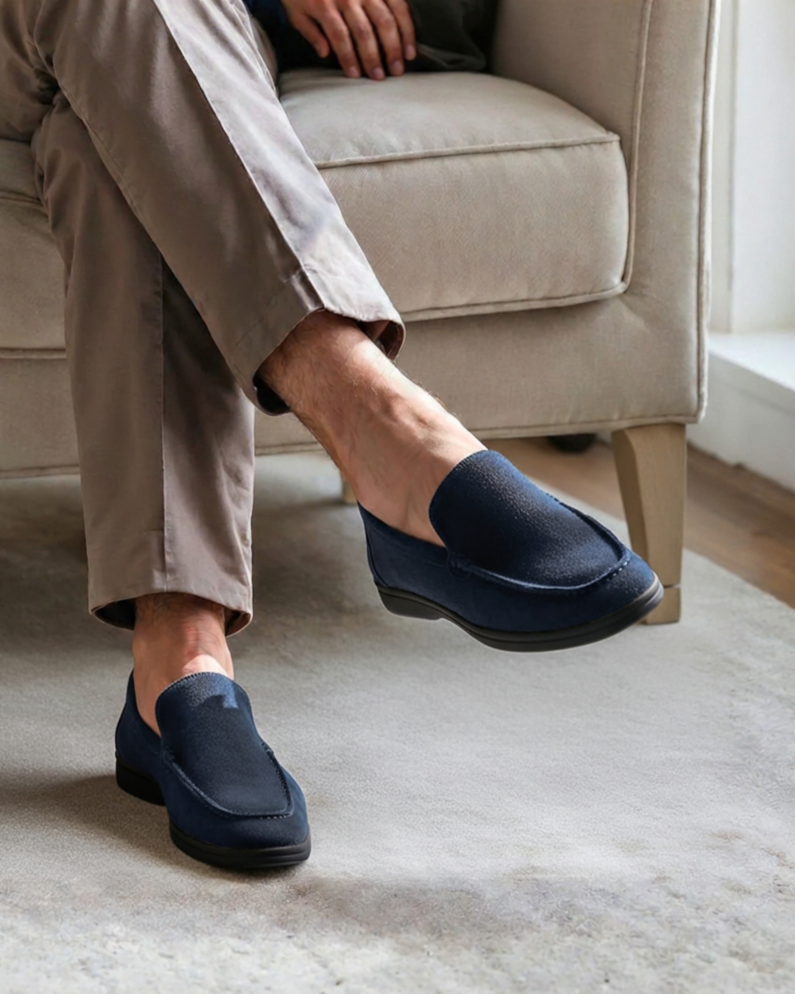 Mocassins en daim haut de gamme - Semelles noires